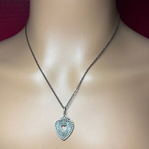 Vintage Sterling Silver SLC Heart ❤️ Shaped Pendant Necklace. 19.25 inches long